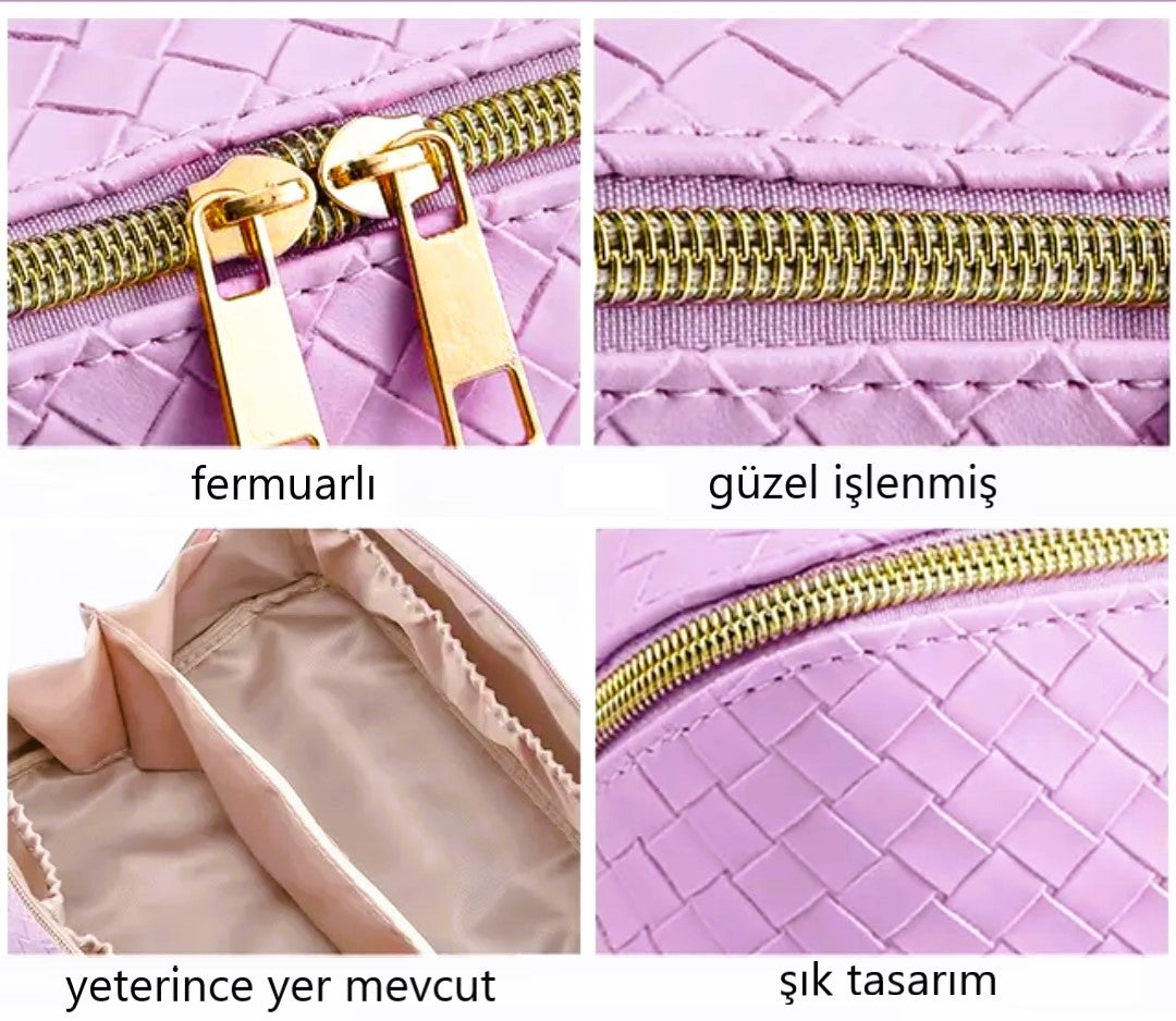 Makyaj ve Bakım Çantası / Baklava -Lila